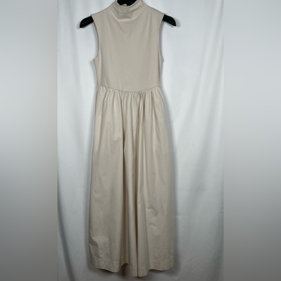 New J CREW Fitted Knit Mockneck Dress with Poplin Skirt In Cream Size S - Picture 6 of 15
